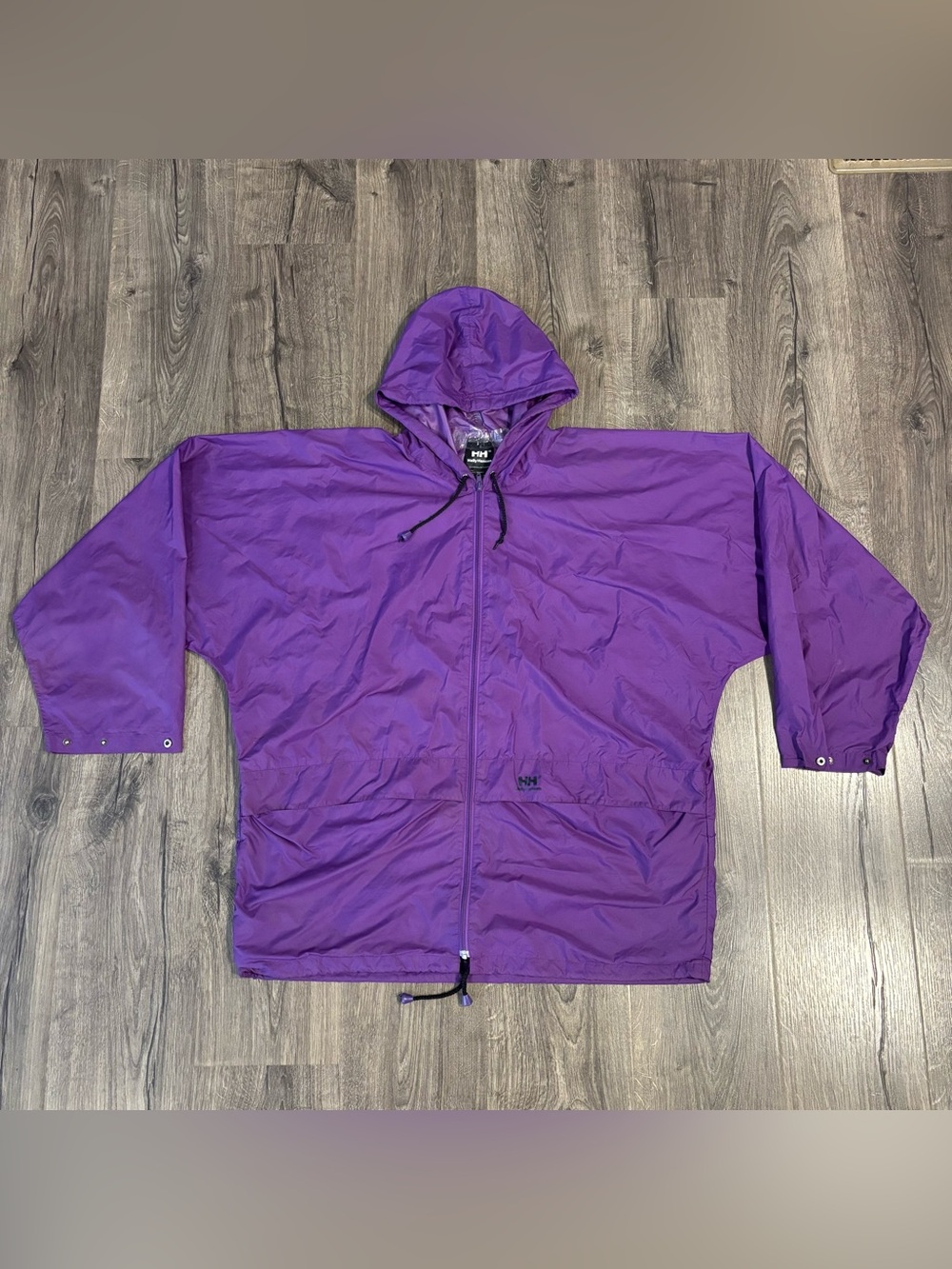 Helly Hansen Vintage 80’s/90’s Purple Hooded Full Zip Raincoat Jacket Mens Sz M